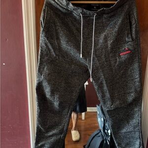 Hanes Dark Gray Joggers with Red Accent